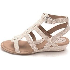 B.O.C. Heidi Gladiator Sandals Wedge Beige Ivory Snake Print 9 Comfort